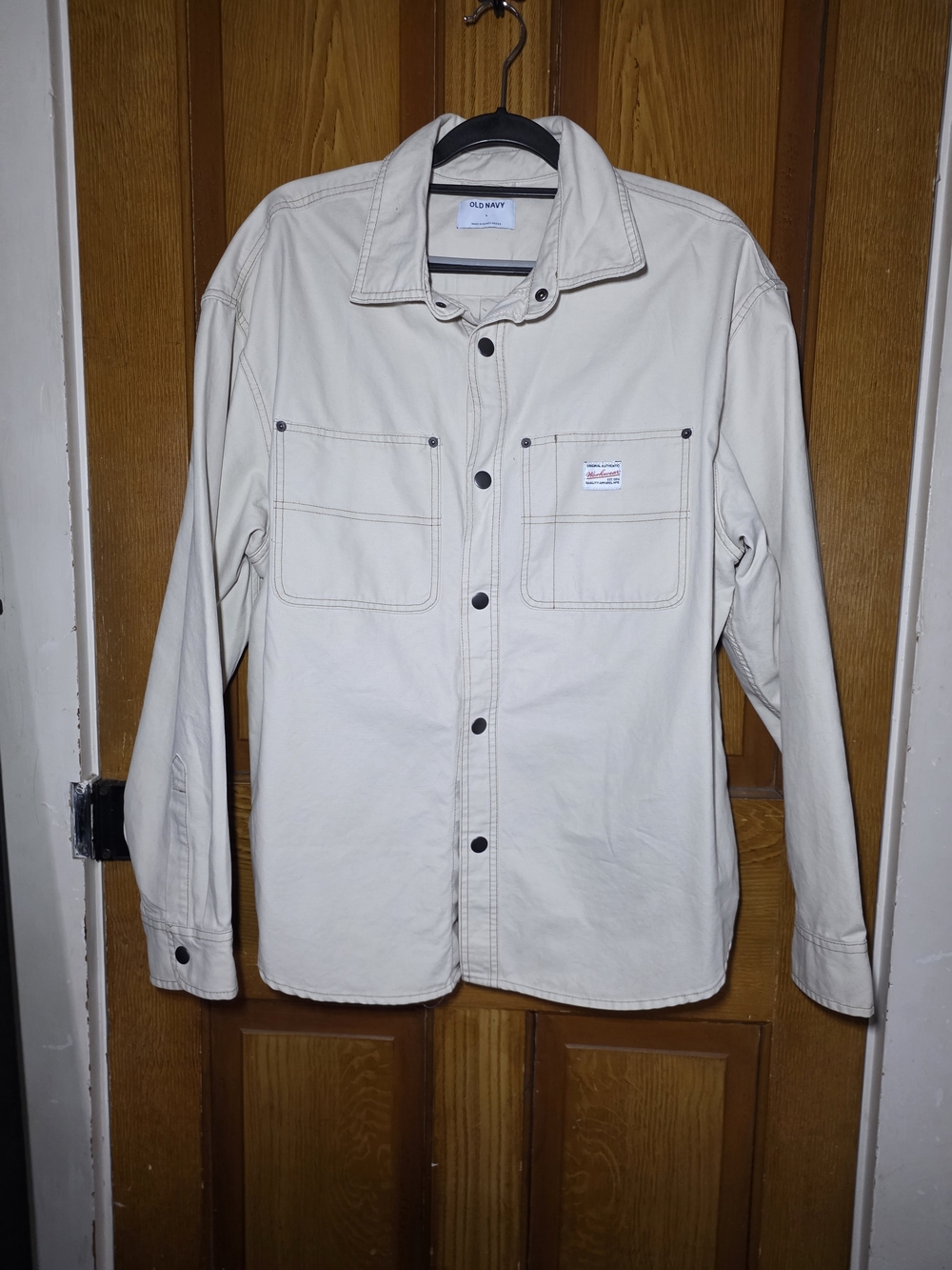 Old Navy Men's Cream Workshirt Jacket - Long Sleeve Button-Up